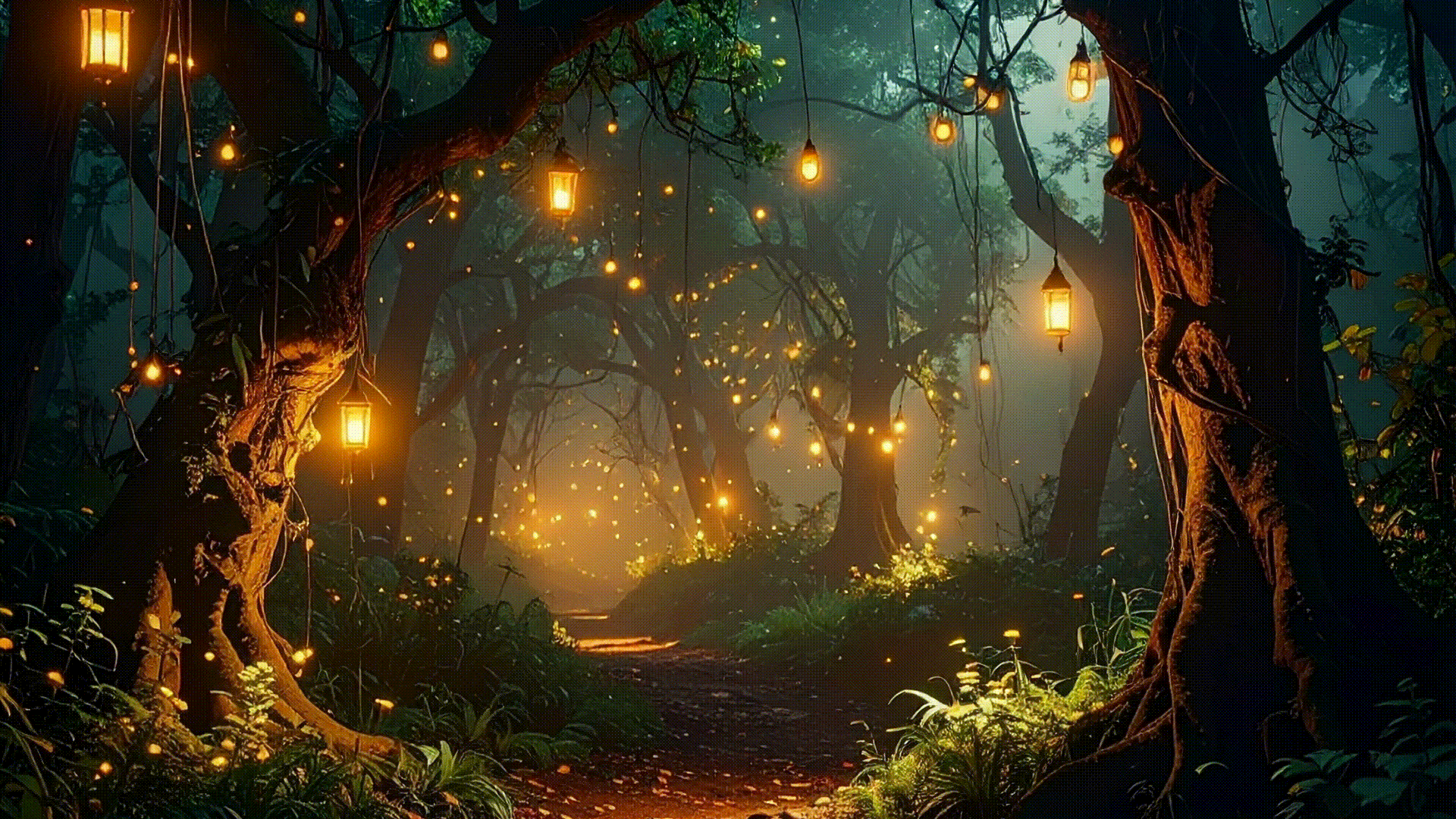 Calphii's animated Magical Forest background, which can be used behind the Garden widget