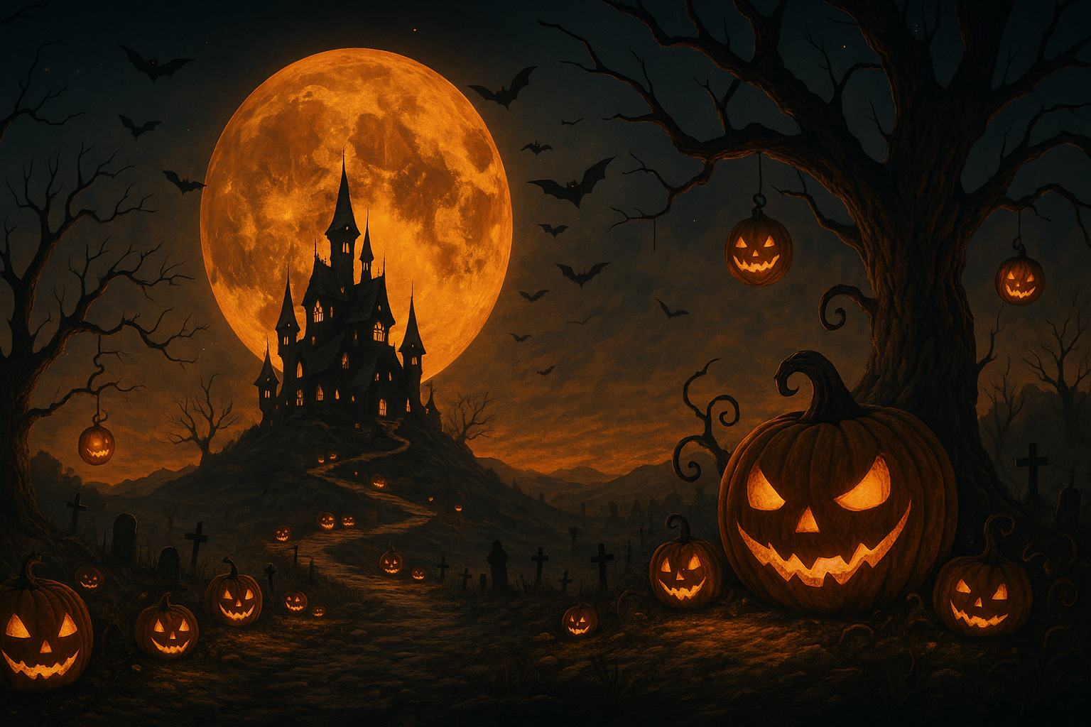 Pumpkin Halloween visual scene available in Calphii