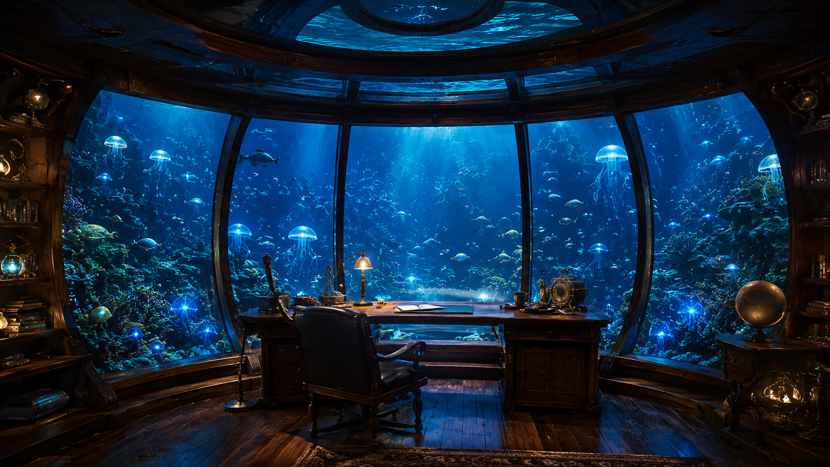 Underwater Jellyfish Workspace, a built-in Calphii background for a second monitor